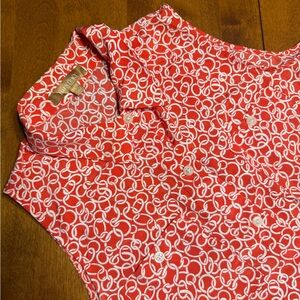 Ellen Tracy Red Sleeveless Chain-Link Print Top with Knot Tie